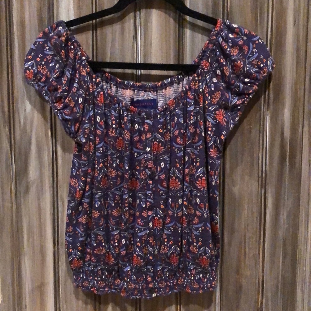 Cap sleeve floral print blouse